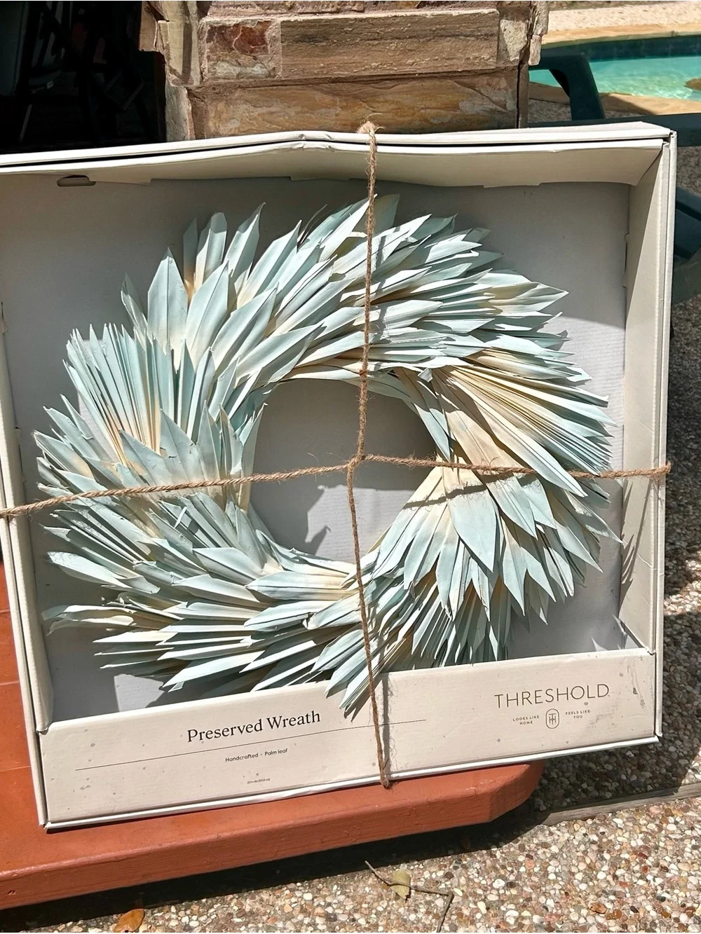 Threshold Light Blue and Natural Preserved Palm Wreath